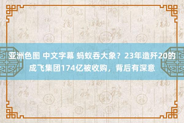 亚洲色图 中文字幕 蚂蚁吞大象？23年造歼20的成飞集团174亿被收购，背后有深意