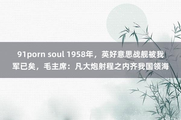 91porn soul 1958年，英好意思战舰被我军已矣，毛主席：凡大炮射程之内齐我国领海