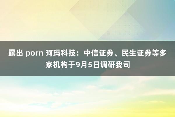 露出 porn 珂玛科技：中信证券、民生证券等多家机构于9月5日调研我司