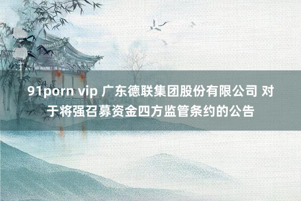 91porn vip 广东德联集团股份有限公司 对于将强召募资金四方监管条约的公告