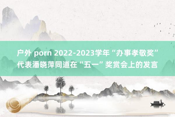 户外 porn 2022-2023学年“办事孝敬奖”代表潘晓萍同道在“五一”奖赏会上的发言